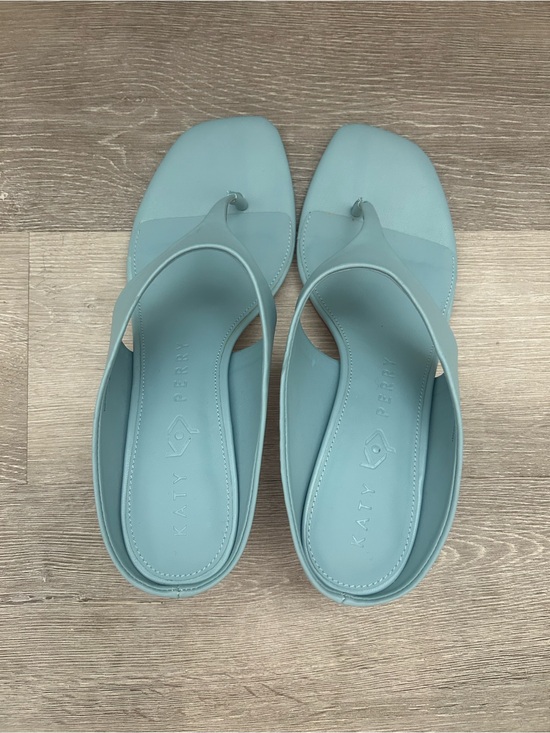 Katy Perry Collections Shoes - Katy Perry Collections Mint Blue Square-Heel Thong Sandals